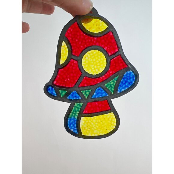 Faux Stained Glass Mushroom Suncatcher 4.5" Groovy Multi Color - Picture 3 of 5